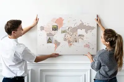Cork Memo Board with Detailed World Map