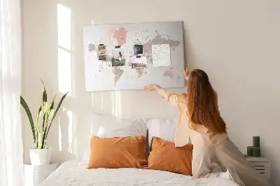 Cork Memo Board with Detailed World Map