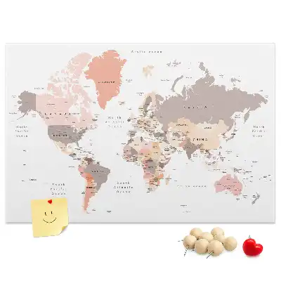 Cork Memo Board with Detailed World Map