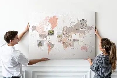 Cork Memo Board with Detailed World Map