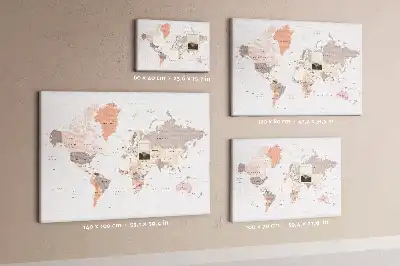Cork Memo Board with Detailed World Map
