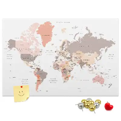 Cork Memo Board with Detailed World Map