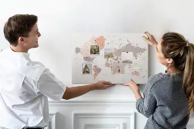 Cork Memo Board with Detailed World Map