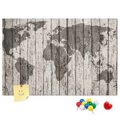 Printed World Map Cork Board