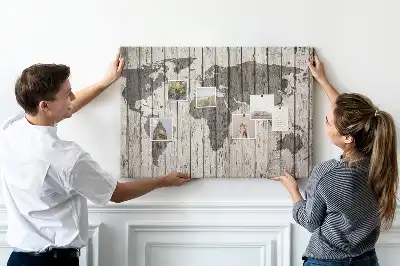 Printed World Map Cork Board