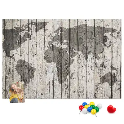 Printed World Map Cork Board