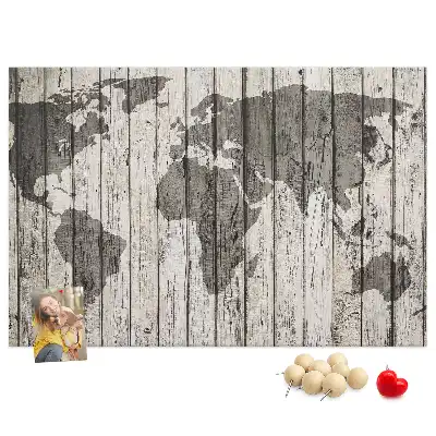 Printed World Map Cork Board