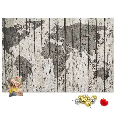 Printed World Map Cork Board