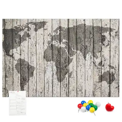 Printed World Map Cork Board