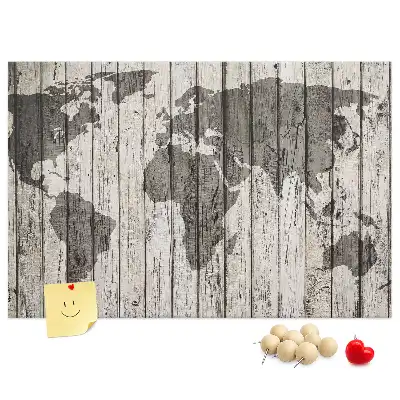 Printed World Map Cork Board