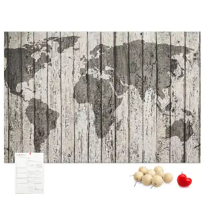 Printed World Map Cork Board