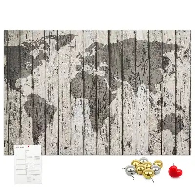 Printed World Map Cork Board