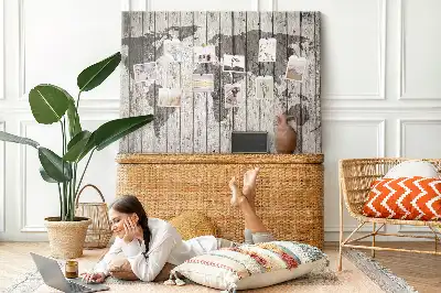 Printed World Map Cork Board