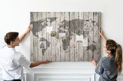 Printed World Map Cork Board
