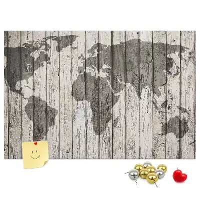 Printed World Map Cork Board