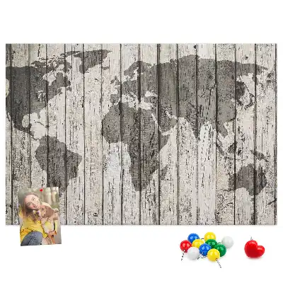 Printed World Map Cork Board
