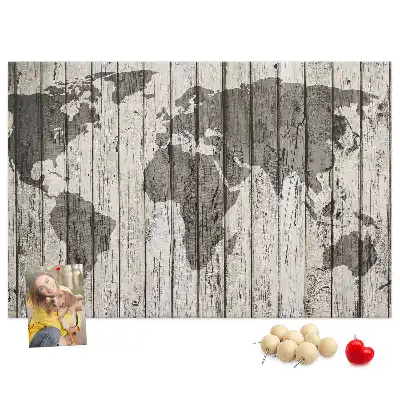 Printed World Map Cork Board