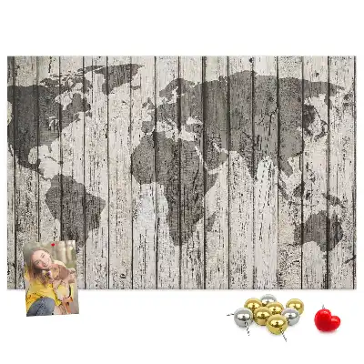 Printed World Map Cork Board