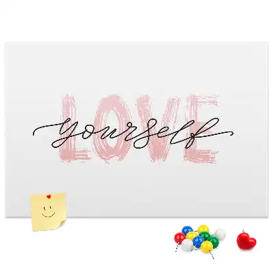 Printed Cork Memo Board Love yourself lettering