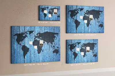 World Map Cork Memo Board with Wooden Frame