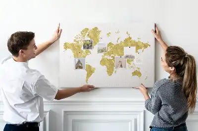 Printed Gold World Map Cork Board