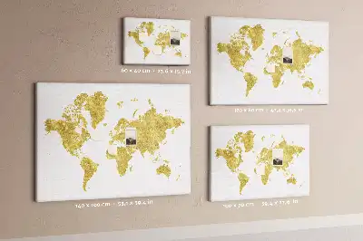 Printed Gold World Map Cork Board