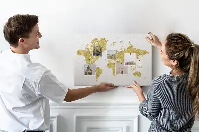 Printed Gold World Map Cork Board