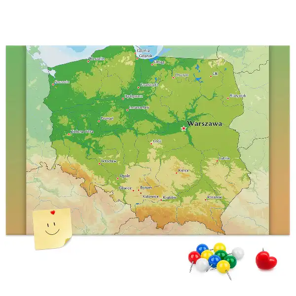 with physical map of Poland