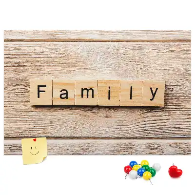 Printed Cork Board Family lettering