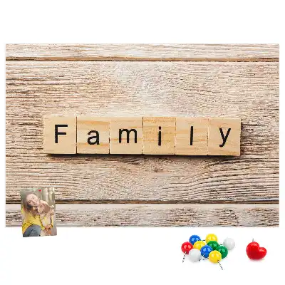 Printed Family Lettering Cork Board