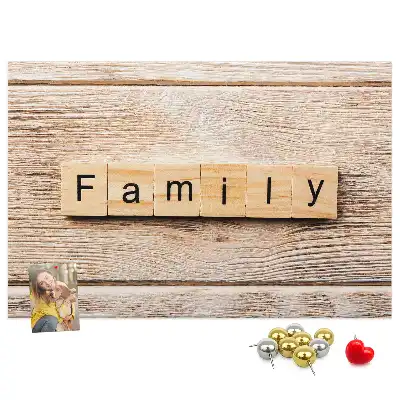 Printed Cork Board Family lettering