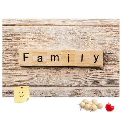 Printed Cork Board Family lettering