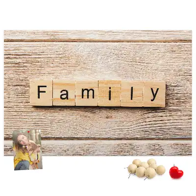 Printed Cork Board Family lettering