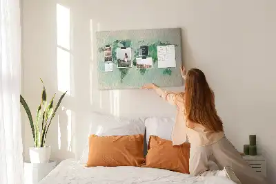 Watercolor World Map Printed Cork Memo Board