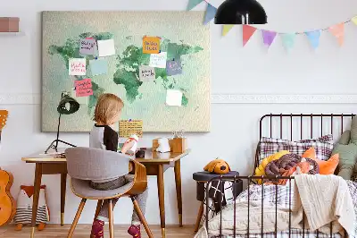 Watercolor World Map Printed Cork Memo Board