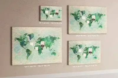 Watercolor World Map Printed Cork Memo Board