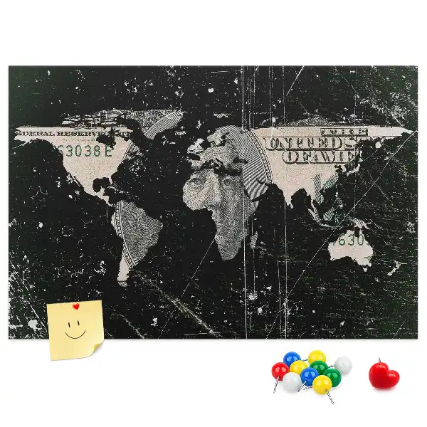 Cork memo board Dollar world map