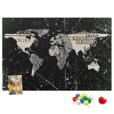 Cork memo board Dollar world map