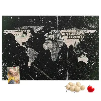 World Map Cork Memo Board