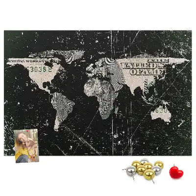 Cork memo board Dollar world map