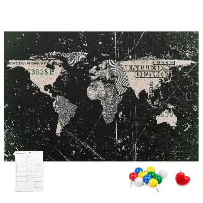 Cork memo board Dollar world map