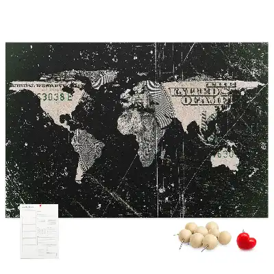 Cork memo board Dollar world map