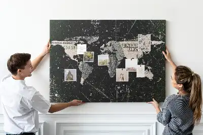 World Map Cork Memo Board
