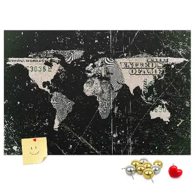World Map Cork Memo Board