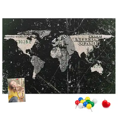Cork memo board Dollar world map