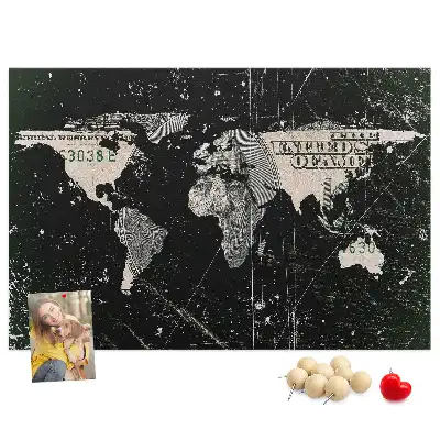 Cork memo board Dollar world map