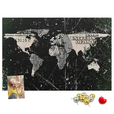 Cork memo board Dollar world map