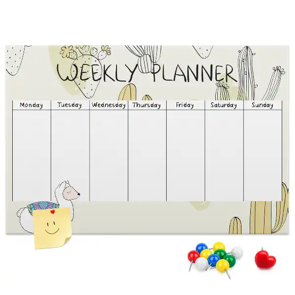 Cactus Printed Cork Weekly Planner Memo Board
