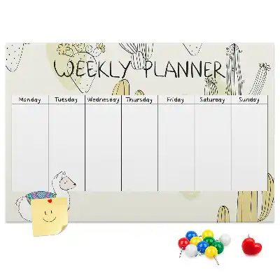 Printed Cork Memo Board Cactus weekly planner