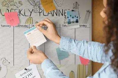 Printed Cork Memo Board Cactus weekly planner